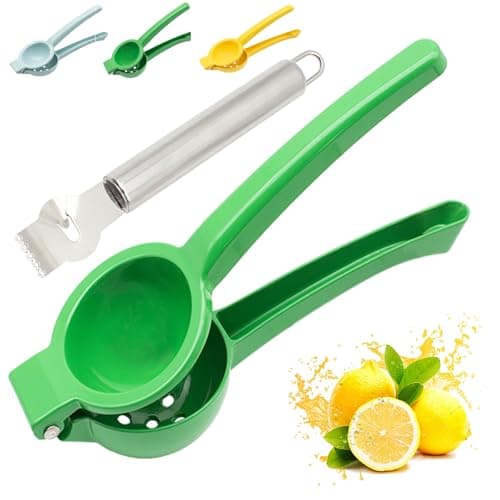 Image of Lemon Squeezer, Large Manual Citrus Press Juicer, Lime Squeezers, Stainless Steel Kitchen Hand Fruit Juicer Gets Every Last Drop Tools, Max Extraction Handheld Bar Tool with lemon zester - Green