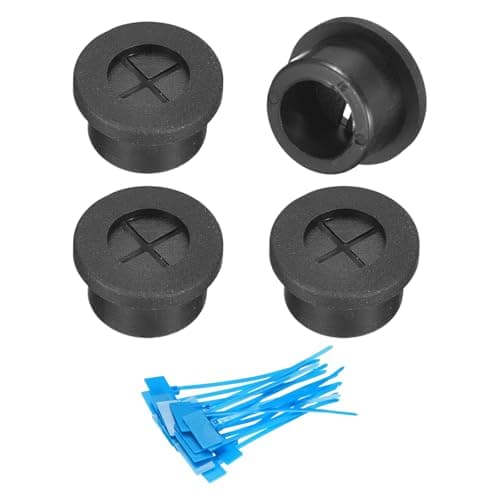 Image of sourcing map 4Pcs Cable Cord Grommet, 5/8"(16mm) Rubber Desk Grommets Wire Pass Through Hole Cover with Marked Cable Ties for Home Office Cable Wire Protection, Black