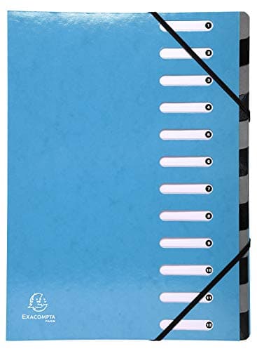 Image of Exacompta - Ref 53927E - Iderama Collection - Harmonika Multipart File - 245 x 320mm in Size, Suitable for A4 Documents, 12 Multicoloured Tabbed Sections - Light Blue
