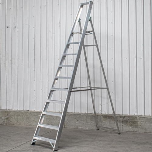 Image of BPS® Industrial Platform Step Ladder/Ladders | 150kg Load Capacity | Aluminium | Heavy Duty | EN131 Pro Certified | 2.59m Platform Height | 10 Steps