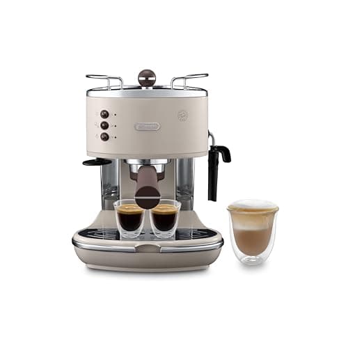 Image of De'Longhi Vintage Icona Traditional Barista Pump Espresso Machine, Coffee and Cappuccino Maker, ECOV311BG, 1.4 liters, Cream