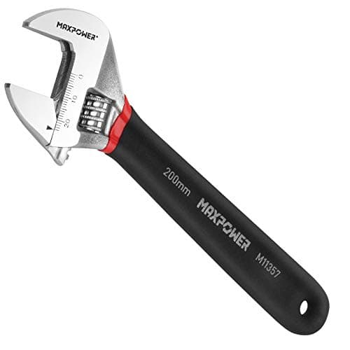 Image of MAXPOWER Adjustable Spanner 200mm, Adjustable Wrench Shifter Spanners with Soft Grip and Dual Scale SAE and Metric (8-inch/200mm), Silver