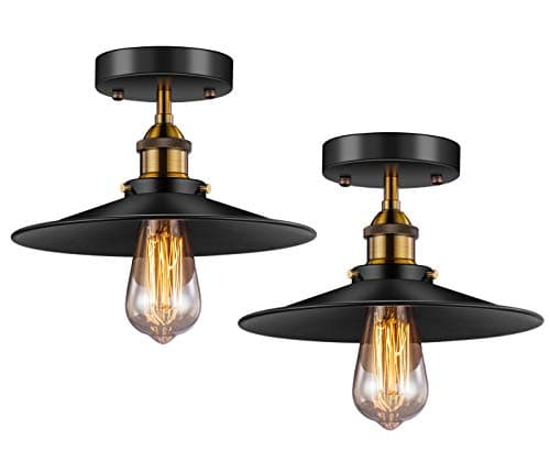 Image of Licperron Vintage Ceiling Light, Edison Flush Mounted Retro Style E27 Industrial Ceiling Light Fixture 2 Pack Brand