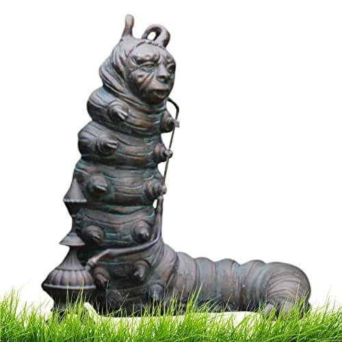 Image of Vintage Alice in Wonderland Garden Sculpture - Resin Statue Figurines With Mad Hatter, White Rabbit, Cheshire Cat and Caterpillar - Wonderland Decorations