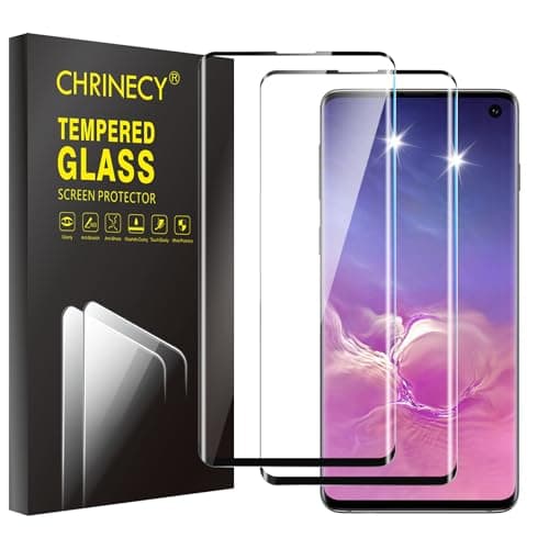 Image of CHRINECY 2 Pack Screen Protector for Samsung Galaxy S10, 3D Curved Edge Tempered Glass Film, 9H Hardness Premium HD Clarity, Anti-Scratch, Easy Installation, Case Friendly