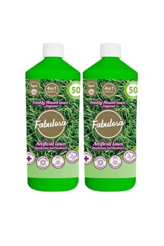 Image of Fabulosa 4 in 1 Disinfectant and Deodoriser, Pet & Dog Friendly Artificial Lawn & Grass Cleaner, Urine Cleaner and Moss Growth Killer, Makes 100L, 1L, 2 Pack, Freshly Mowed Lawn