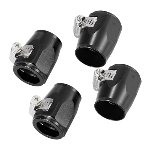 Image of Partuto 4 Pcs AN14 Universal Car Hose Finisher Clamp - Aluminum Alloy Black