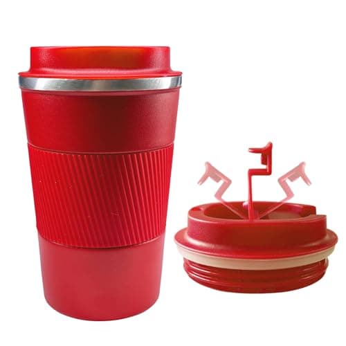 Image of Senshuomy Travel Mug,Insulated Coffee Cup with Leakproof Lid,Reusable Coffee Cups Travel Cup,Stainless Steel thermaol Mug for Hot Cold Drinks (Red/380ml)