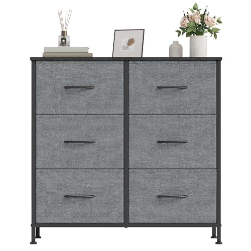 Image of SONGMICS BELLAH Collection - Chest of Drawers, Storage Unit, for Bedroom, Closet, Hallway, Living Room, Steel, 6 Drawers, Modern, Slate Grey LGS123G101