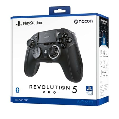 Image of NACON Revolution 5 Pro Officially Licensed PlayStation Wireless Gamepad for PS5/PS4/PC - Hall Effect, Trigger Stop, Removable Buttons, Bluetooth Audio - Triple Black