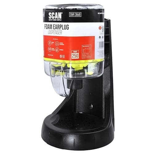 Image of Scan Ear Plug Dispenser – Refillable Dispenser, Wall Mounted or Freestanding Placement, Noise Cancelling Reduction of SNR 38dB Hearing Protection – 250 Pairs