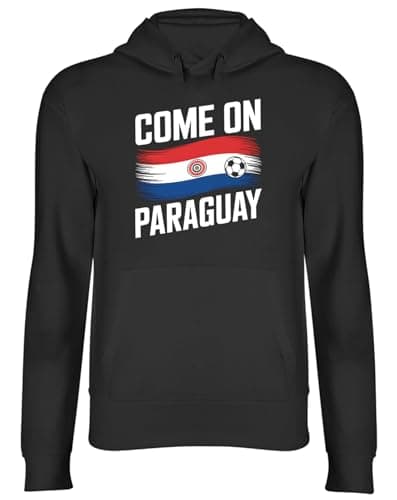 Image of Shopagift Come on Paraguay Supporter Football Fan Hoodie Unisex Black Hoody Hooded Top