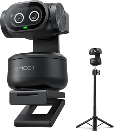 Image of EMEET PIXY Dual-Camera AI-Powered PTZ Camera 4K with Tripod, AI Tracking, PDAF&AI Autofocus 0.2s, 1/2.55'' Sony Sensor, 3 Mics, Presets, 4K Webcam for Streaming, OBS/Twitch/Switch 2 Compatible