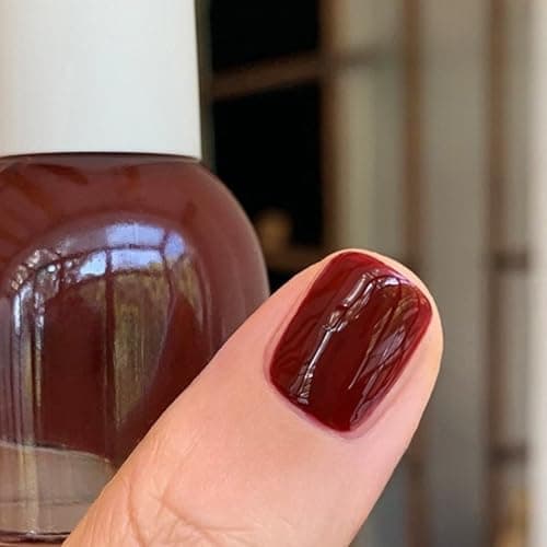 Image of Red Nail Polish,Burgundy Red Nail Varnish Quick Dry,Highly Glossy CherryRed Nail Polish Solid Color,Vegan Glow Nail Varnish DIY Manicure, No Need Curing