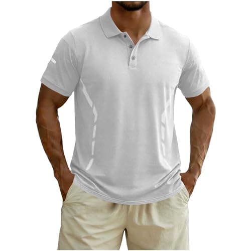 Image of Mens Quarter Zip Polo Shirt Short Sleeve Knitted Golf Top Casual Lightweight Sport T-Shirt for Summer Holiday Gym