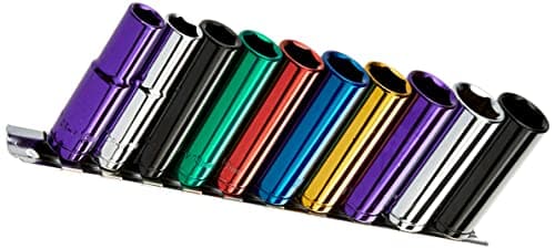 Image of neilsen CT0908 3/8-Inch Long Socket Set with Drive Plus Wall Rail - Multi-Colour (10-Piece)