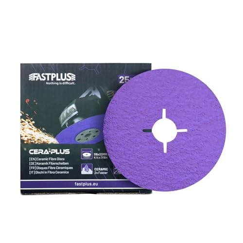 Image of Fastplus 115mm Fibre Discs Ceramic Resin Fiber Sanding Discs 120 Grit High Performance Sanding and Grinding Discs for Angle Grinder, 25 Pack
