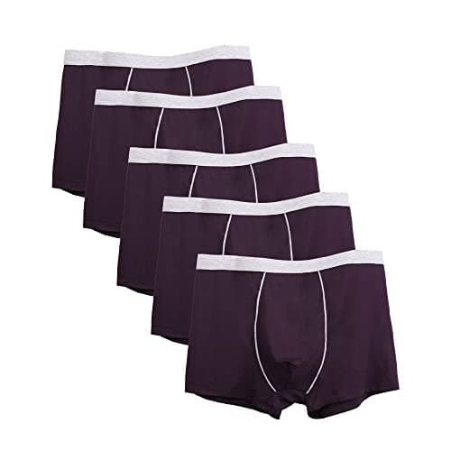 Image of JEKE-DG Mens Plus Size Boxers Briefs Stretch Waist Trunks Breathable Underwear Soft Comfortable Boxer Shorts, Red-5pc, 4XL