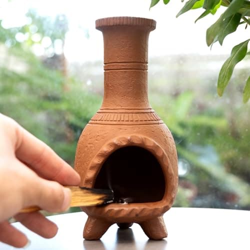 Image of MOUGIGI - Handmade Palo Santo Terracotta Burner for Staining and Meditation - Mexican Style Fireplace Clay Incense Plate for Wiccan Altar and Negative Energy Cleansing