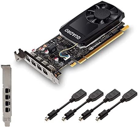 Image of Dell Nvidia Quadro P1000 4GB GDDR5, 640 Cuda Cores, 4x Mini DisplayPort Low & High Profile PCIe Express Professional Graphic Card – Black – Includes 4 Display cables (Renewed)