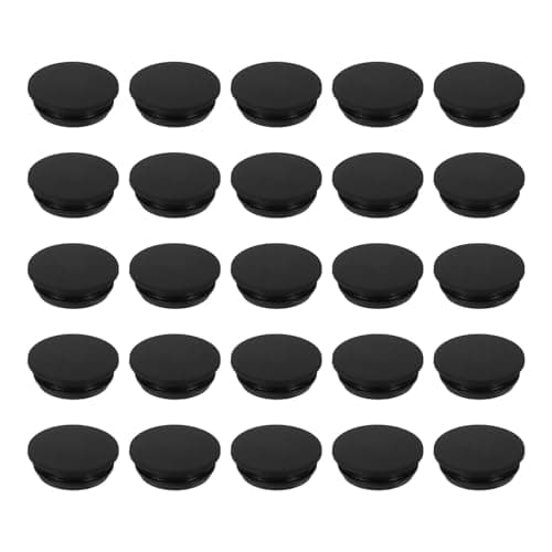 Image of sourcing map 25Pcs Snug Plugs, Rubber Hole Plugs Round Soft Flexible Stopper Fit 14mm (0.55 Inch) Hole Dia., Waterproof Silicone Plug for Round Holes Sealing Kitchen Furniture, Black