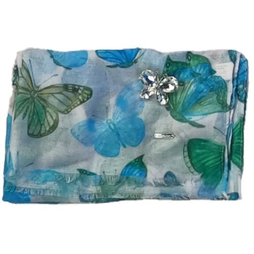 Image of Equilibrium Colour Butterflies Scarf & Brooch Set Green