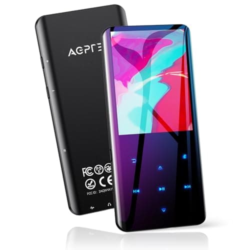 Image of AGPTEK MP3 Player with Bluetooth 5.3, 2.4 Inch Curved Screen, 32GB Internal Memory Expandable up to 128GB, Music Player Built-in Speaker with FM Radio, Voice Recorder, Earphone and Lanyard Included