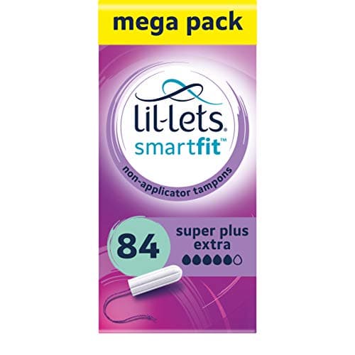 Image of Lil-Lets Non-Applicator Super Plus Extra Tampons X 84, (6 Packs of 14 Tampons), For Very Heavy Flow, 5 Droplets, Plant-Based, SmartFit Non-App Tampon