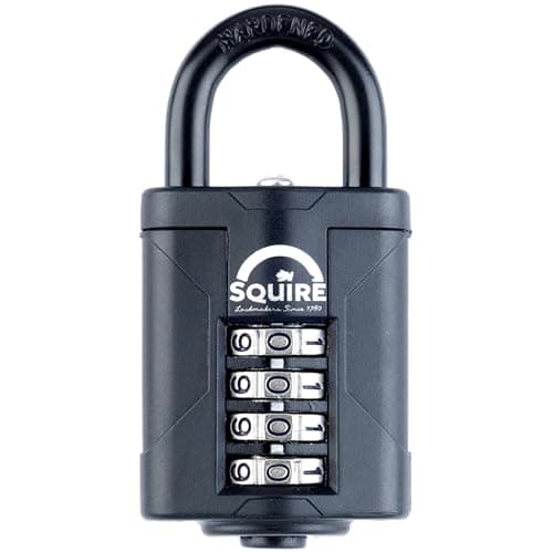 Image of Squire Combination Padlock CP40 – 40mm Compact Combination Padlock (Black) – Re-Codable 4-Digit Code – Push Button Security – Ideal for Lockers, Bags & Indoor Cabinets