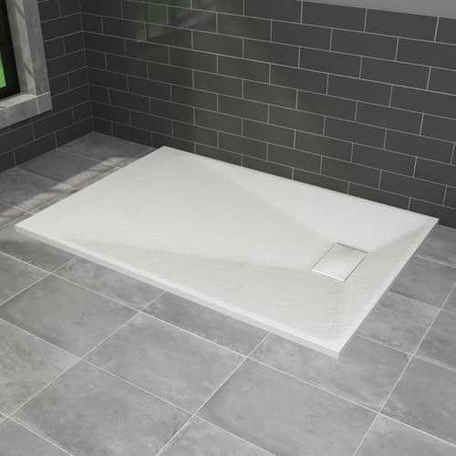 Image of NRG 1400x900mm White Shower Base Non-Slip SMC Rectangle Shower Tray with Fast Flow Waste for Bathroom Enclosures