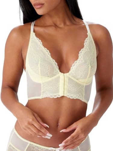 Image of Gossard Superboost Lace Deep V Bralet, Lemon, 36B