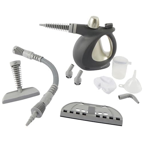 Image of Beldray BEL0701TT Titanium 10 in 1 Steam Cleaner – Chemical-Free Multi Surface Cleaner, 250ml Water Tank, Accessory Head Kit Included With Measuring Jug & Funnel, Window Cleaner, 4m Power Cord, 1000W