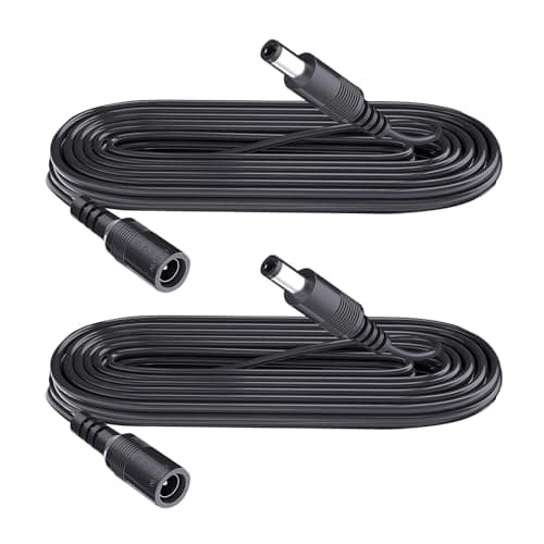 Image of Security-01 2-Pack 2m Extension Cable, Plug 5.5mm x 2.1mm, DC 5V 6V 9V 12V 24V Power Adapter Extension Cord, for CCTV Camera, IR illuminator, Printer, LED Strip, Black
