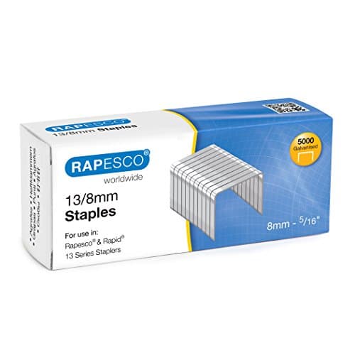 Image of Rapesco S13080Z3 Type 13/8 mm Galvanised Tacker Staples, Pack of 5000