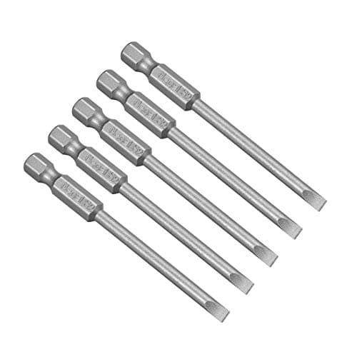 Image of sourcing map 5 Pcs 4mm Slotted Tip Magnetic Flat Head Screwdriver Bits, 1/4 Inch Hex Shank 3-inch Length S2 Power Tool