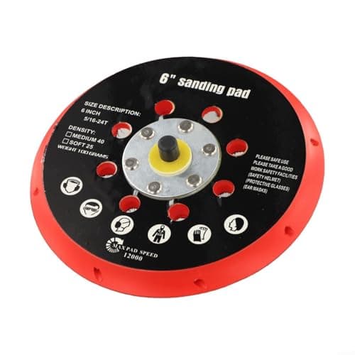 Image of 6 Inch Sanding Backing Pad 150mm 17 Holes Ventilated Disc Holder 5/16-24 Thread for Orbital Sander Grinder Polishing Tool High Speed 12000 RPM Plastic(1pc)