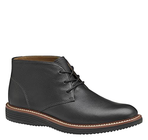 Image of Johnston & Murphy Men’s Upton Chukka Shoe | Casual Boots for Men | Full Grain Leather Shoe | Breathable Mesh Lining | Removable Memory Foam Cushioned Insole, Black Full Grain, 12