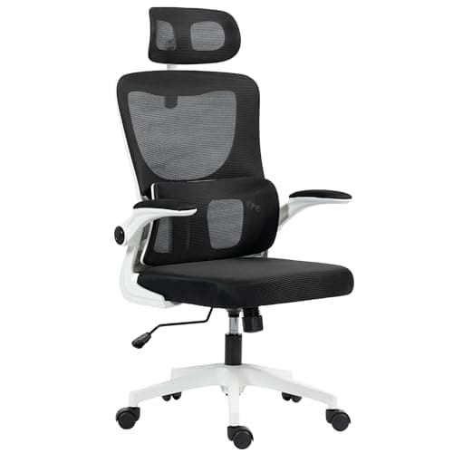 Image of Vinsetto Ergonomic Office Chair, High Back Mesh Computer Desk Chair with Adjustable Headrest and Lumbar Support, Rotatable Armrests, Tilt Function for Home Office, Black
