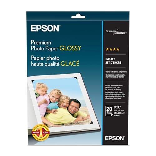 Image of Epson Premium Photo Paper Glossy (8x10 Inches, 20 Sheets) (S041465)
