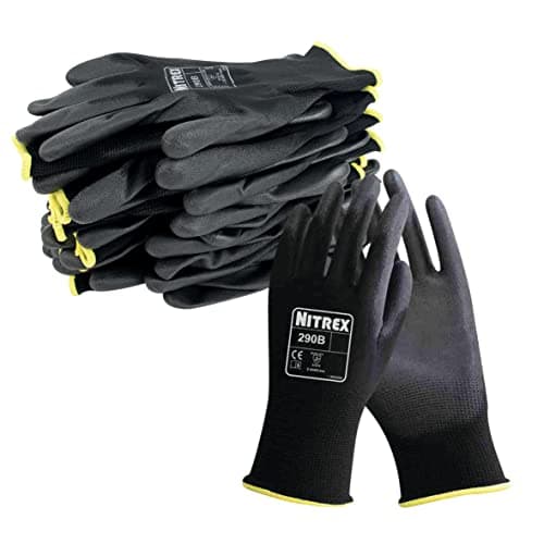 Image of NITREX 290B Work and Safety Gloves - 10 Pairs - General Handling Gloves with PU Palm Coating, Abrasions and Tearing Protection, Maximum Grip, Mechanical and Industrial Protection, Size 8