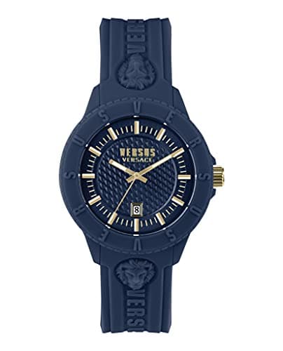 Image of Versus Versace Mens Tokyo. Sporty Fashion Watch with Date Function. Adjustable Silicone Strap. includes Travel Gift Pouch., Blue, OS, Versus Versace | Tokyo
