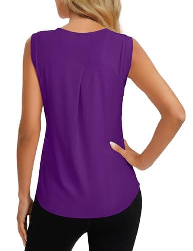 Image of Dawnrole Workout Tank Top for Women Gym Athletic Sleeveless Yoga Shirt Crew Neck Yoga Tops Dark Purple