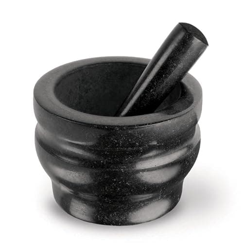 Image of Cole & Mason Worcester Black Pestle & Mortar Set, Granite, Spice Grinder/Herb Grinder, 140mm, Small Pestle and Mortar Set, 2 Year Guarantee