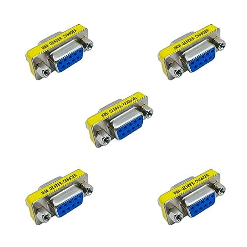 Image of iYueMps 5pcs DB9 Gender Changer D-Sub Serial RS232 9 Pin Female to Female Adapter Gender Changer by Converter (Female to Female)