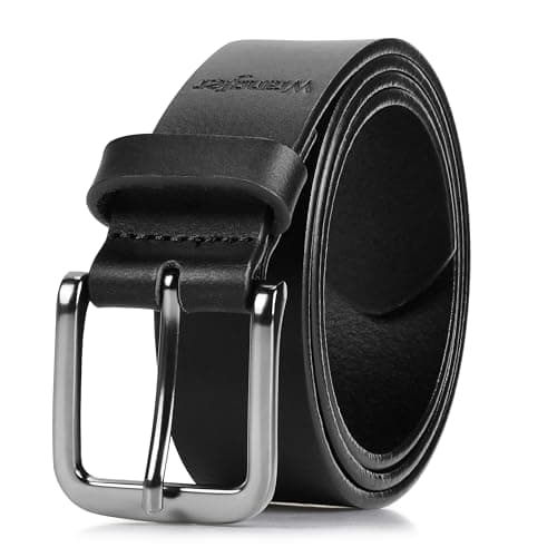 Image of Wrangler Men's 35mm Thick Full Grain Genuine Leather Casual Belt for Jeans Pants, 35mm Black, 34 (waist 31-32)