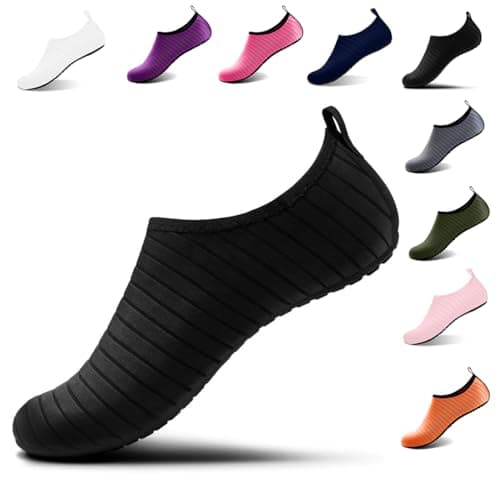 Image of Steppli Water Shoes Beach Swim Pool Yoga Quick-Dry Breathable Weitsuit Non Slip Lightweight Shoes for Men Women Black EU42/43=UK7.5/8.5
