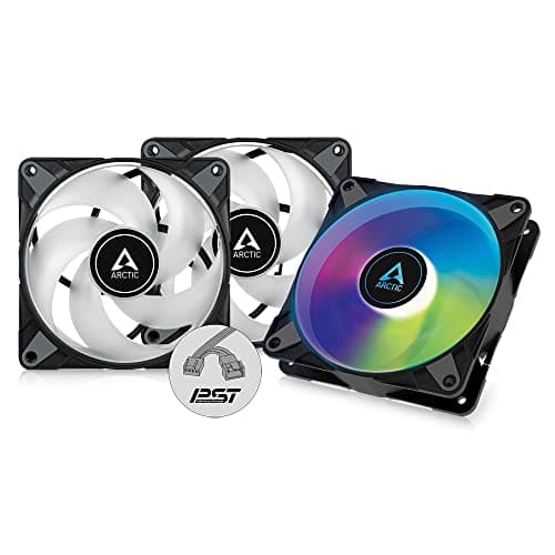 Image of ARCTIC P12 PWM PST A-RGB (3 Pack) - PC Fan, 120mm Fan, PC Case Fan, Optimized for static pressure, Semi-passive: 200-2000 rpm (0 rpm <5%), 5V 3 pin ARGB LED - Black