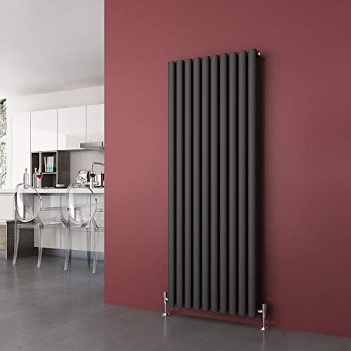 Image of ELEGANT 1600 x 590 mm Vertical Column Designer Radiator Double Oval Panel Anthracite Central Heating Radiators