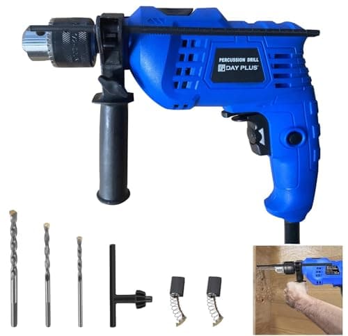 Image of Powerful 230V 850W Rotary Hammer Drill Set, Wood Concrete Steel Stone Electric Breaker with 360° Rotatable Side Handle 3000rpm Variable Speed Depth Gauge 13mm Chuck, Drill Bits(5/6/8mm) and Chuck Key