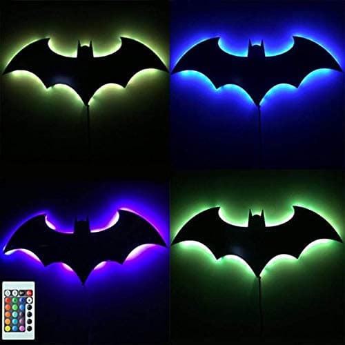 Image of DC Comics Batman Logo Batman LED Wall Light,Colorful RGB USB LED Mirror Light,Remote Control Projection Night Light,Suitable for Bedroom/KTV / Corridor/ Background Wall, etc (Colorful)